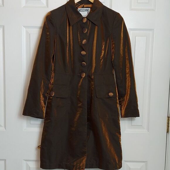 Moschino Jackets & Blazers - Moschino Metallic Animal Print Lined Trench Coat Sz 6